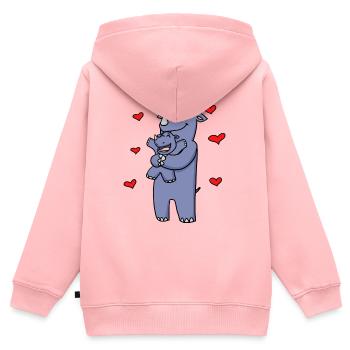 Nashorn Familie - Nashorn mit Baby - Nashörner - Kinder Premium Organic Zip Hoodie - Rosa - Hinten - AI Model Kid Female (0cm)