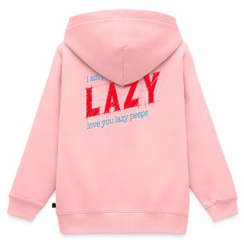 Proud to be lazy - Kids Premium Organic Zip-up Hoodie - rose - Back - AI Model Kid Female (0cm)