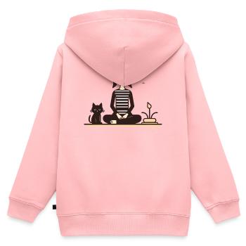 Entspannung mit Katze - Kinder Premium Organic Zip Hoodie - Rosa - Hinten - AI Model Kid Female (0cm)