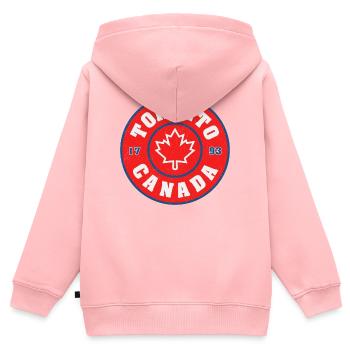 Toronto Kanada Rundemblem Ahornblatt - Kinder Premium Organic Zip Hoodie - Rosa - Hinten - AI Model Kid Female (0cm)