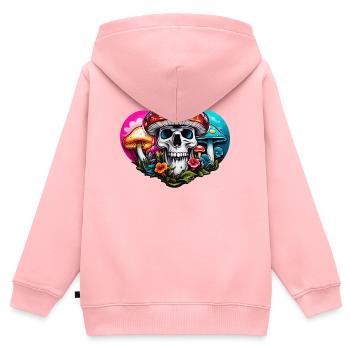 Totenkopf Fliegenpilz - Kinder Premium Organic Zip Hoodie - Rosa - Hinten - AI Model Kid Female (0cm)