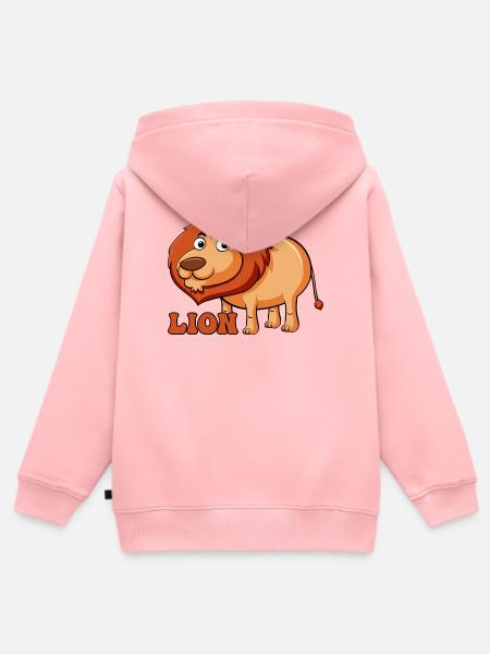 Lebhafter Löwe Cartoon T-Shirt - Kinder Premium Organic Zip Hoodie - Rosa