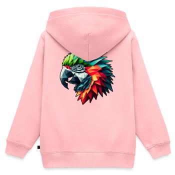 Papagei in Polygon Design Bunt - Kinder Premium Organic Zip Hoodie - Rosa - Hinten - AI Model Kid Female (0cm)
