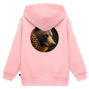 Braunbär in Bienen Wabe - Kinder Premium Organic Zip Hoodie - Rosa - Hinten - AI Model Kid Female (0cm)