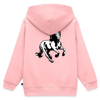 Étalon frison au galop - Sweat Premium à capuche zippé enfant bio - rose - Dos - AI Model Kid Female (0cm)