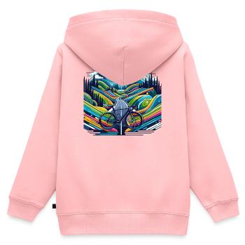Road, Road, Mountain - Kids Premium Organic Zip-up Hoodie - rose - Back - AI Model Kid Female (0cm)