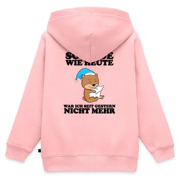 Müde Spruch Verschlafen Schlafen Ausschlafen Faul - Kinder Premium Organic Zip Hoodie - Rosa - Hinten - AI Model Kid Female (0cm)