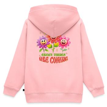 Frühling, Gartenarbeit, Gartenarbeit, Gartenarbeit - Kinder Premium Organic Zip Hoodie - Rosa - Hinten - AI Model Kid Female (0cm)