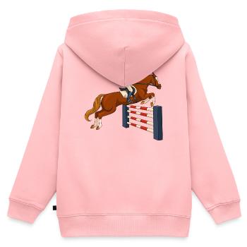 Pferd, Reiter, Reiten - Kinder Premium Organic Zip Hoodie - Rosa - Hinten - AI Model Kid Female (0cm)