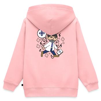 Doktor Karriere Workaholic Job Arbeit Beruf Erfolg - Kinder Premium Organic Zip Hoodie - Rosa - Hinten - AI Model Kid Female (0cm)