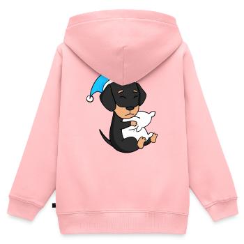 Schlafen Müdigkeit Hund Hunderasse Dackel - Kinder Premium Organic Zip Hoodie - Rosa - Hinten - AI Model Kid Female (0cm)
