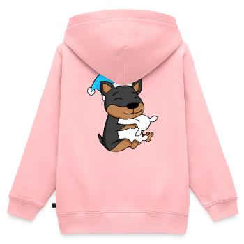 Schlafen Müdigkeit Hund Kissen Schlafmütze - Kinder Premium Organic Zip Hoodie - Rosa - Hinten - AI Model Kid Female (0cm)
