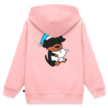 Rottweiler Schlafen Müdigkeit Hund - Kinder Premium Organic Zip Hoodie - Rosa - Hinten - AI Model Kid Female (0cm)