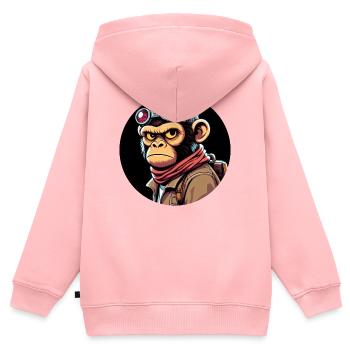 Affe mit Brille Böser Blick - Kinder Premium Organic Zip Hoodie - Rosa - Hinten - AI Model Kid Female (0cm)