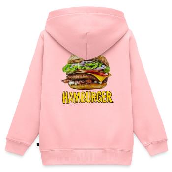 Hamburger Retro Cartoon Design - Kinder Premium Organic Zip Hoodie - Rosa - Hinten - AI Model Kid Female (0cm)