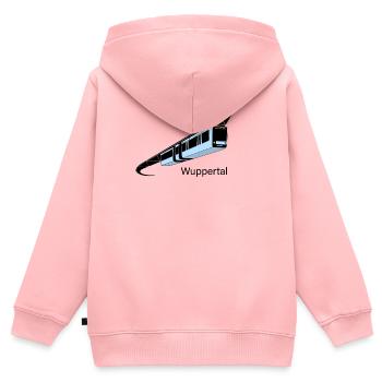 Police de chemin de fer suspendue Wuppertal colorée - Sweat Premium à capuche zippé enfant bio - rose - Dos - AI Model Kid Female (0cm)