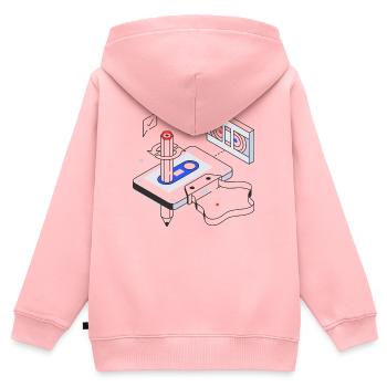 rétro, vintage, cassette audio - Sweat Premium à capuche zippé enfant bio - rose - Dos - AI Model Kid Female (0cm)