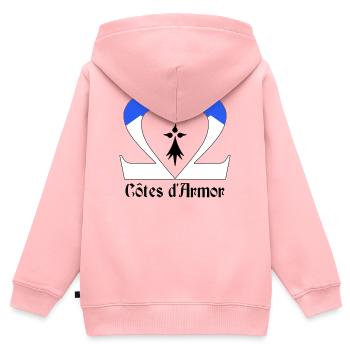 Côtes d'Armor - Sweat Premium à capuche zippé enfant bio - rose - Dos - AI Model Kid Female (0cm)