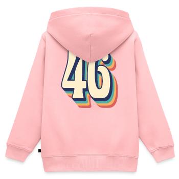 Vintage rétro T Shirt numéro 46 quarante-six - Sweat Premium à capuche zippé enfant bio - rose - Dos - AI Model Kid Female (0cm)
