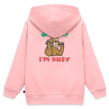 Gleichgültig Ist Mir Egal Statement Haltung - Kinder Premium Organic Zip Hoodie - Rosa - Hinten - AI Model Kid Female (0cm)
