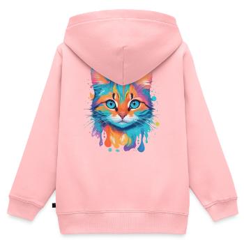 Chat mignon - Sweat Premium à capuche zippé enfant bio - rose - Dos - AI Model Kid Female (0cm)