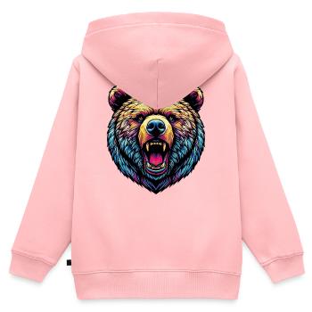 Ours féroce en colère - Sweat Premium à capuche zippé enfant bio - rose - Dos - AI Model Kid Female (0cm)