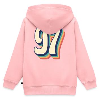 T-Shirt rétro Vintage numéro 97 quatre-vingt-dix-sept - Sweat Premium à capuche zippé enfant bio - rose - Dos - AI Model Kid Female (0cm)
