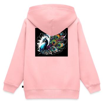 Peacock - Kids Premium Organic Zip-up Hoodie - rose - Back - AI Model Kid Female (0cm)