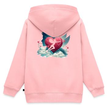 Cupidon Archer Oeuvre de cœur - Sweat Premium à capuche zippé enfant bio - rose - Dos - AI Model Kid Female (0cm)