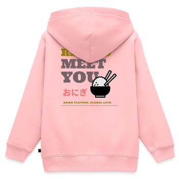 Du riz pour vous rencontrer - Sweat Premium à capuche zippé enfant bio - rose - Dos - AI Model Kid Female (0cm)