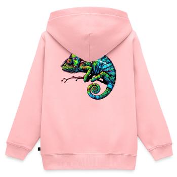 Caméléon - Sweat Premium à capuche zippé enfant bio - rose - Dos - AI Model Kid Female (0cm)