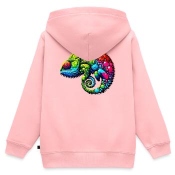 Chamäleon - Kinder Premium Organic Zip Hoodie - Rosa - Hinten - AI Model Kid Female (0cm)
