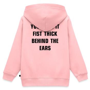 Vous l’avez le poing épais derrière les oreilles - Sweat Premium à capuche zippé enfant bio - rose - Dos - AI Model Kid Female (0cm)