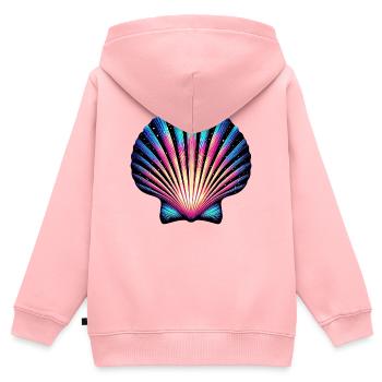Jakobsmuschel-Schale - Kinder Premium Organic Zip Hoodie - Rosa - Hinten - AI Model Kid Female (0cm)
