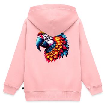 Perroquet - Sweat Premium à capuche zippé enfant bio - rose - Dos - AI Model Kid Female (0cm)