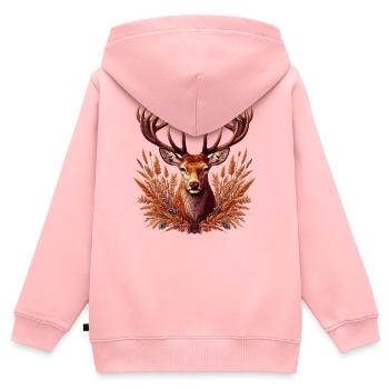 Cerf - Sweat Premium à capuche zippé enfant bio - rose - Dos - AI Model Kid Female (0cm)