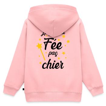 Je suis la Fée pas chier ! - Sweat Premium à capuche zippé enfant bio - rose - Dos - AI Model Kid Female (0cm)