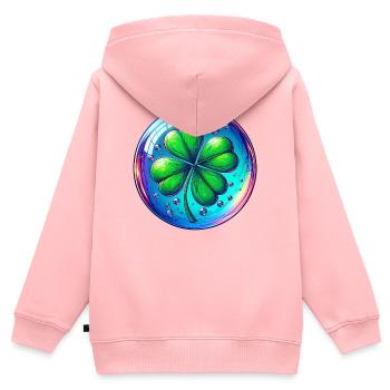 Trèfle à quatre feuilles - Sweat Premium à capuche zippé enfant bio - rose - Dos - AI Model Kid Female (0cm)