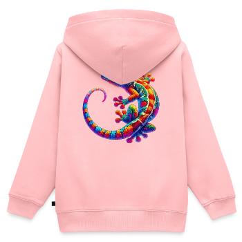 Gecko - Sweat Premium à capuche zippé enfant bio - rose - Dos - AI Model Kid Female (0cm)