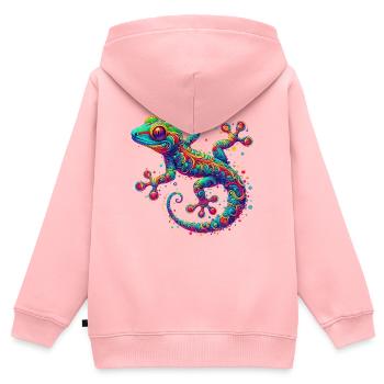 Gecko - Sweat Premium à capuche zippé enfant bio - rose - Dos - AI Model Kid Female (0cm)