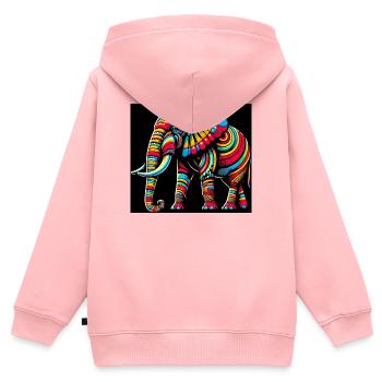 Éléphant Pop Art - Sweat Premium à capuche zippé enfant bio - rose - Dos - AI Model Kid Female (0cm)