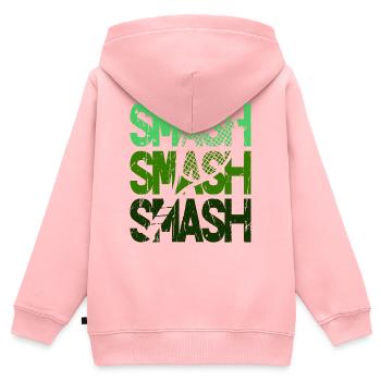 Tennis Smash Schmetterball Racket Design Hoodie - Kinder Premium Organic Zip Hoodie - Rosa - Hinten - AI Model Kid Female (0cm)