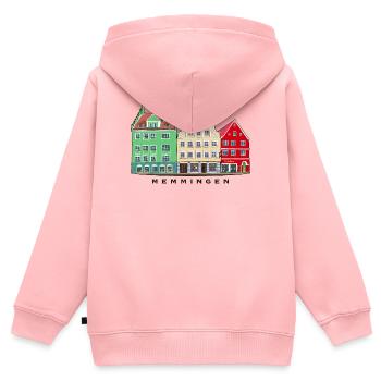 Memmingen, Bayern, Süddeutschland, Handzeichnung - Kinder Premium Organic Zip Hoodie - Rosa - Hinten - AI Model Kid Female (0cm)