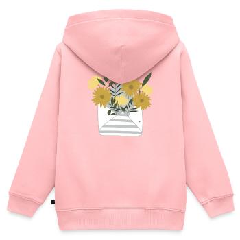 Ein kleiner Blumengruß per Post im Briefumschlag - Kinder Premium Organic Zip Hoodie - Rosa - Hinten - AI Model Kid Female (0cm)