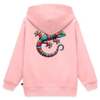 Gecko - Kinder Premium Organic Zip Hoodie - Rosa - Hinten - AI Model Kid Female (0cm)