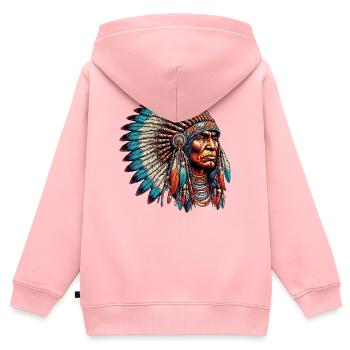 Amerikanisch Indianer Amerikanische Rote Haut - Kinder Premium Organic Zip Hoodie - Rosa - Hinten - AI Model Kid Female (0cm)