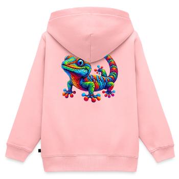 Gecko - Sweat Premium à capuche zippé enfant bio - rose - Dos - AI Model Kid Female (0cm)