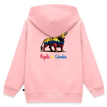 C'est la fierté du drapeau de la Colombie - Sweat Premium à capuche zippé enfant bio - rose - Dos - AI Model Kid Female (0cm)