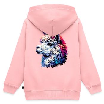Alpaka - Kinder Premium Organic Zip Hoodie - Rosa - Hinten - AI Model Kid Female (0cm)