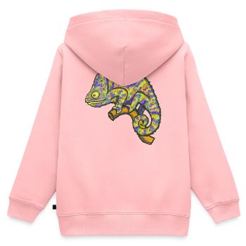 Chamaeleon Exotisch Tier Lustig - Kinder Premium Organic Zip Hoodie - Rosa - Hinten - AI Model Kid Female (0cm)